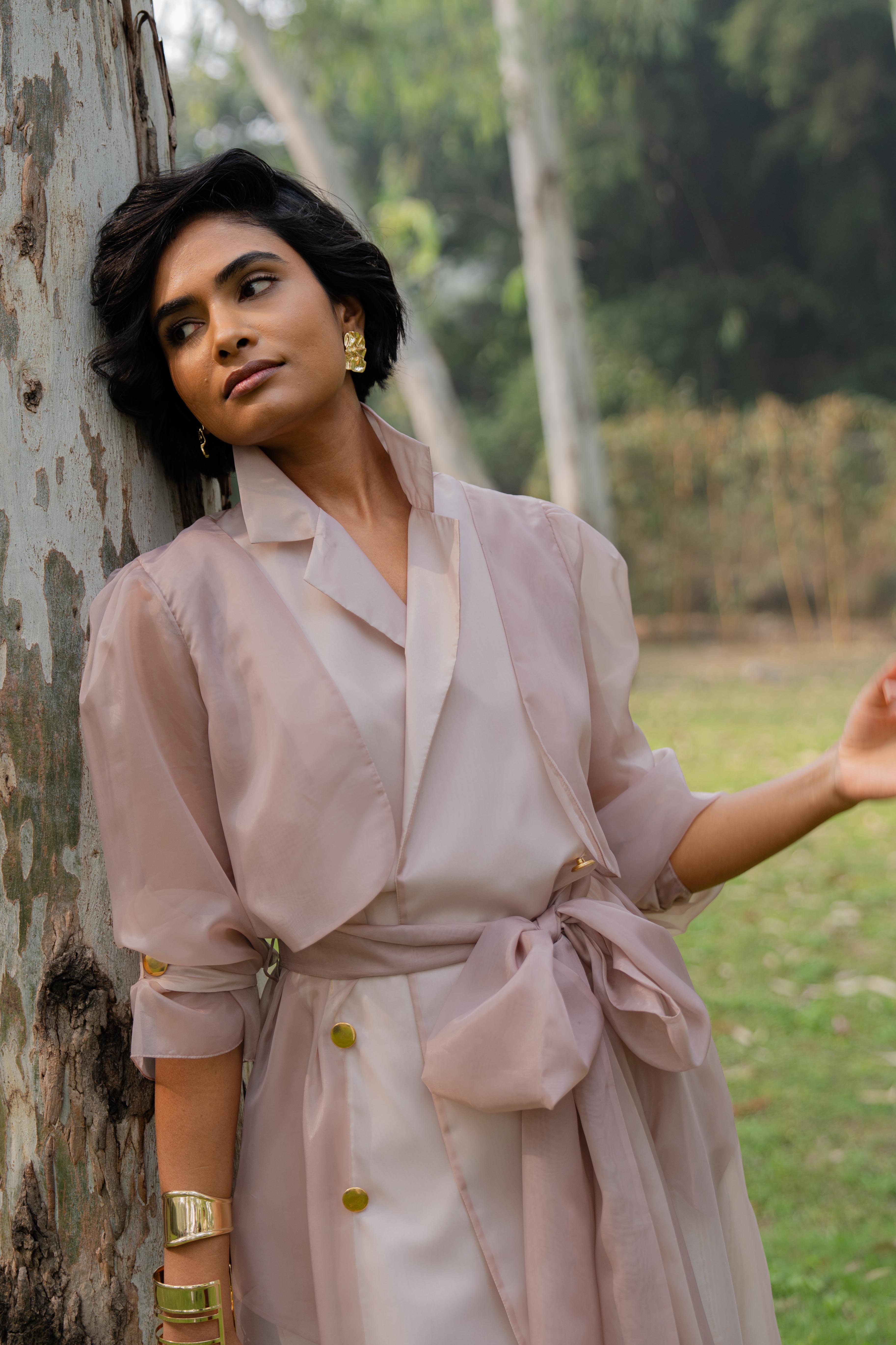 Sheer Trench in Dusky Pink
