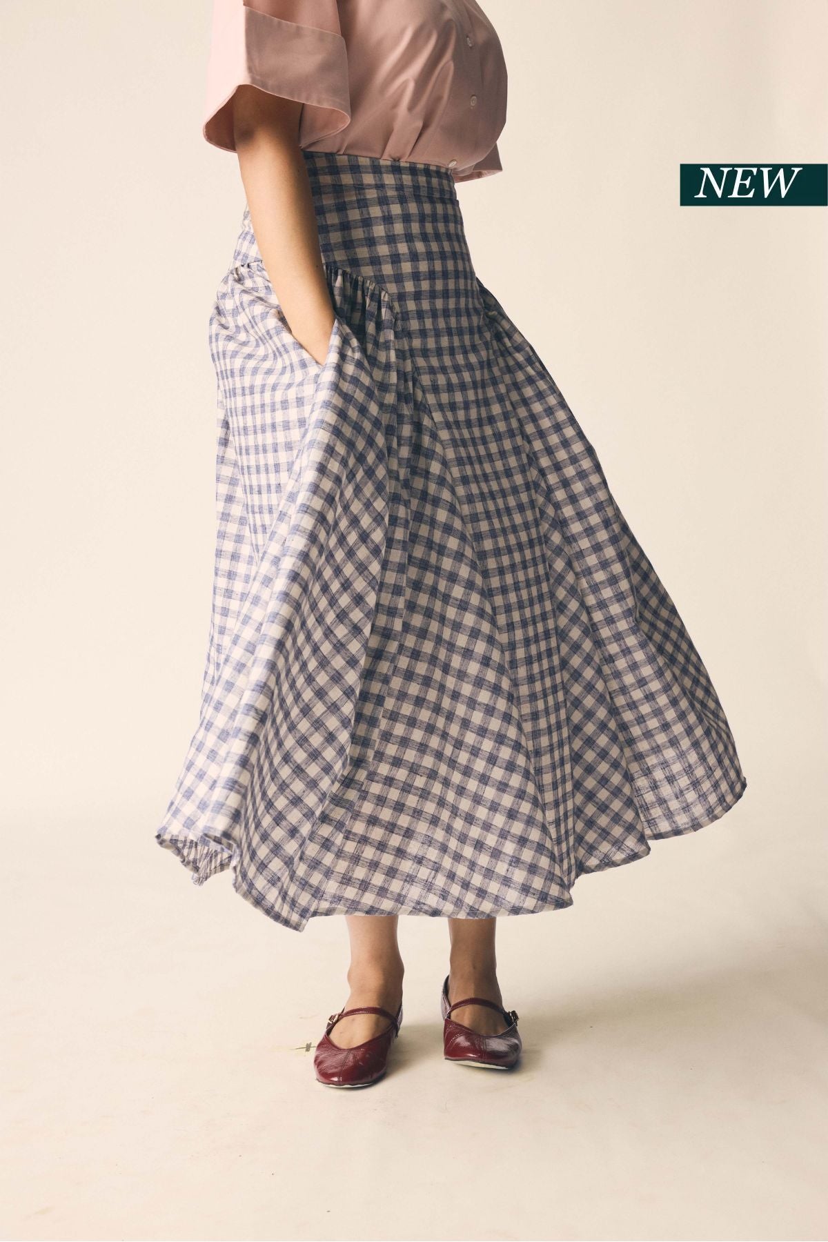 Sundown Skirt in Blue Checks