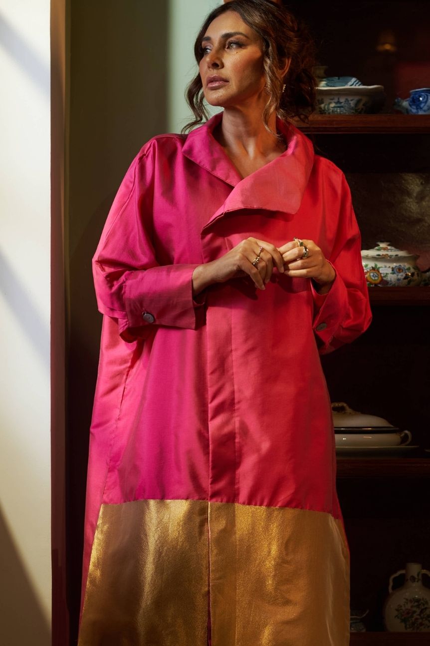 Amaai Dress in Pink Brocade