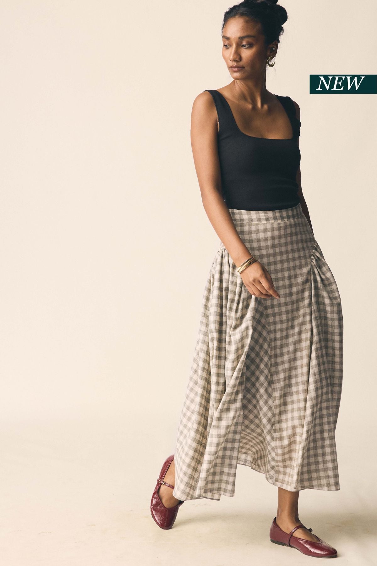 Sundown Skirt in Green Checks