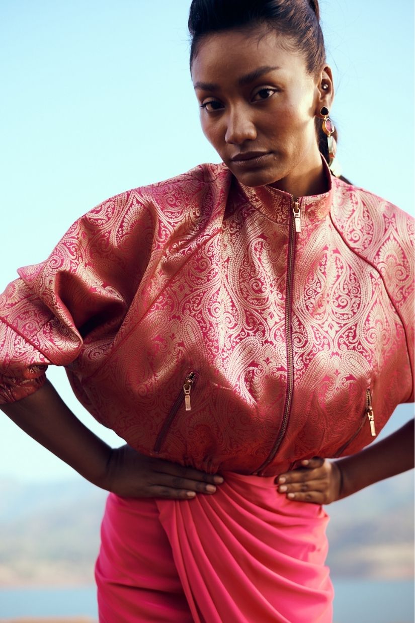 Jashan Bomber in Fuchsia Pink