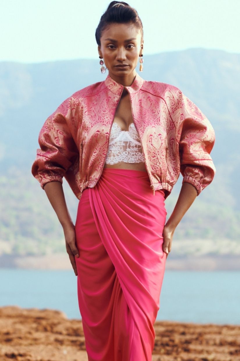 Jashan Bomber in Fuchsia Pink