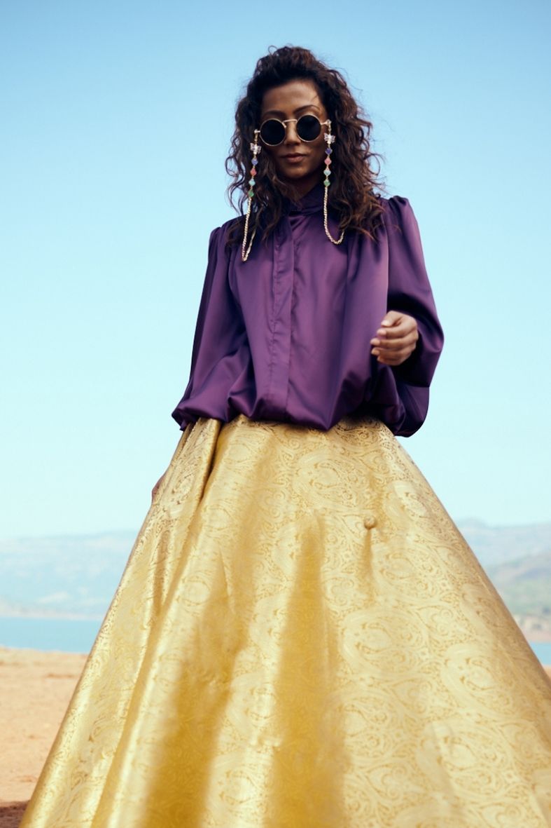 Faye Top in Satin Dark Amethyst