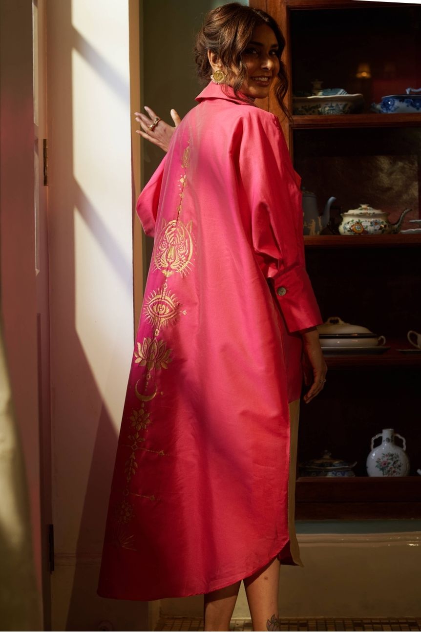 Amaai Dress in Pink Brocade