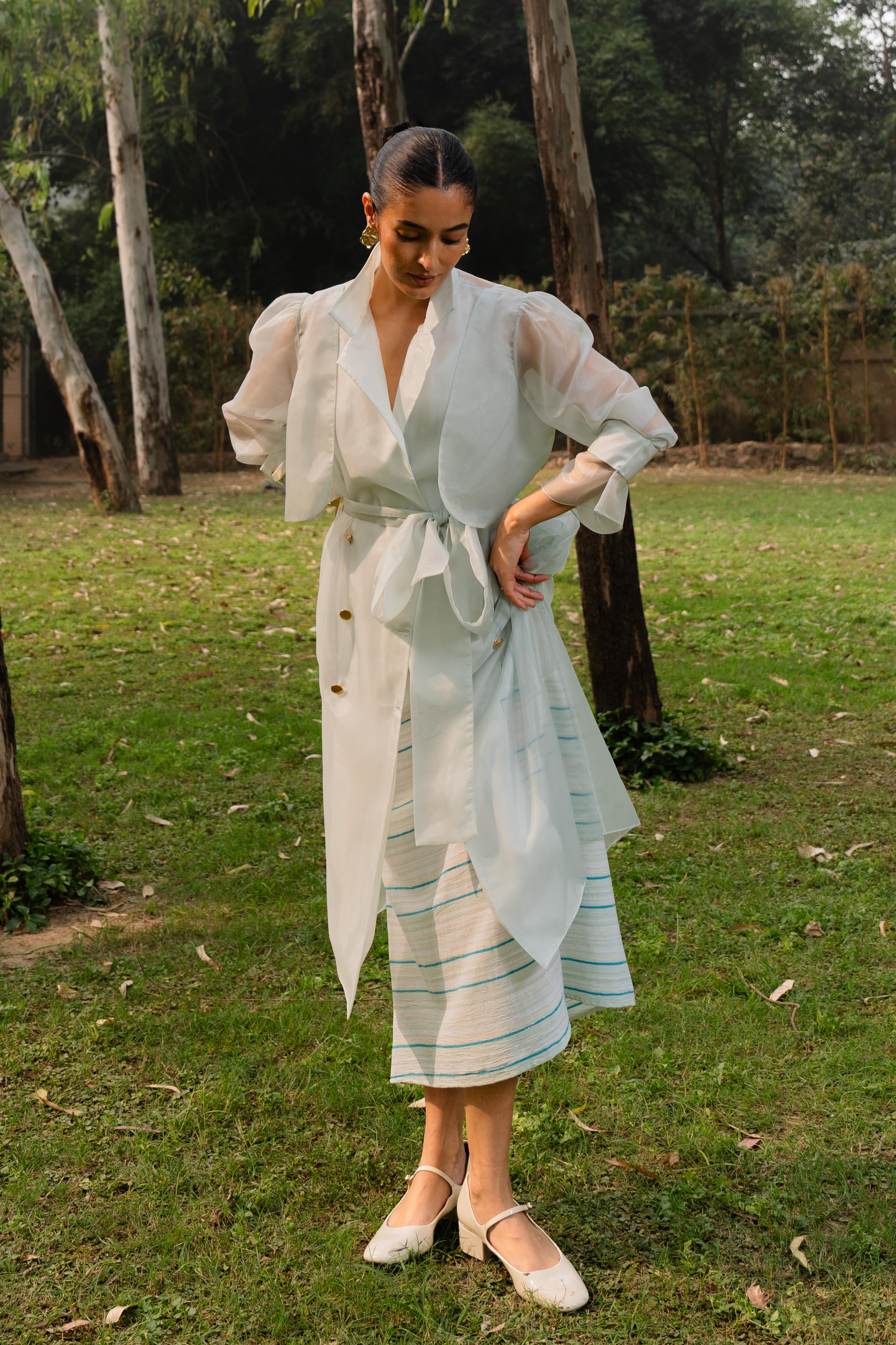 Sheer Trench in Sky Blue