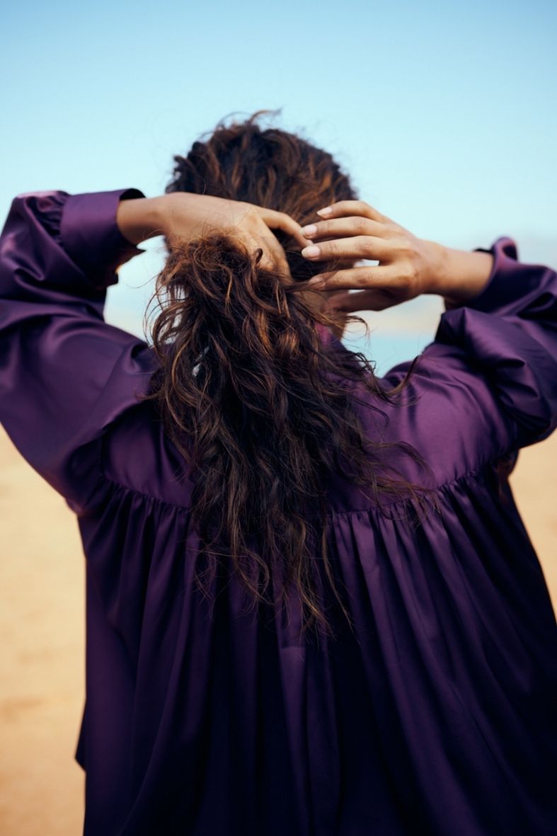 Faye Top in Satin Dark Amethyst