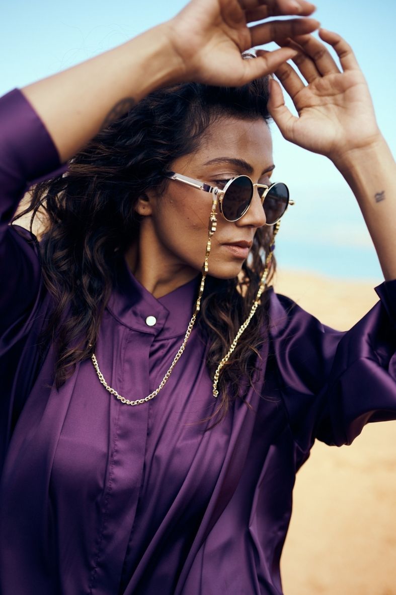 Faye Top in Satin Dark Amethyst