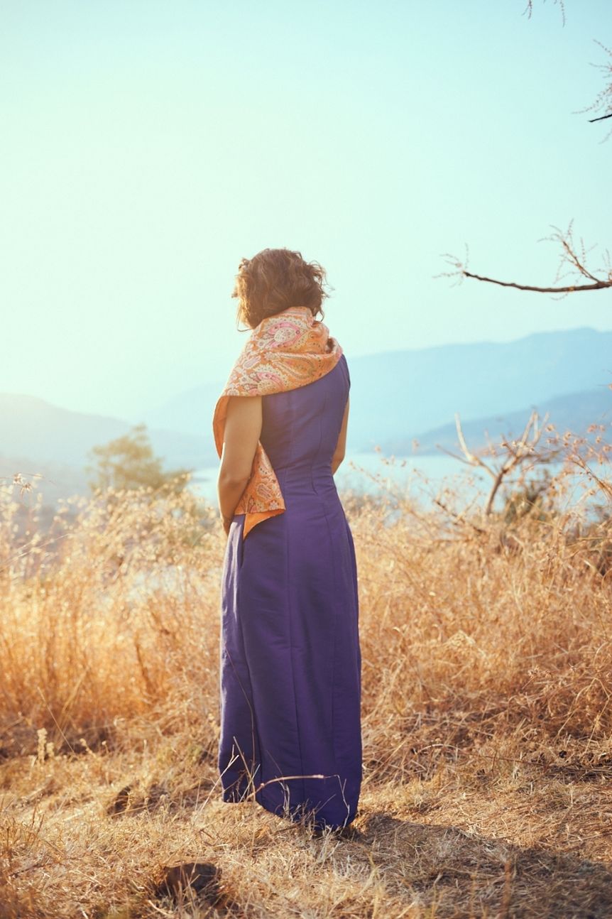 Raas Handloom Silk  Brocade Dress in Blue