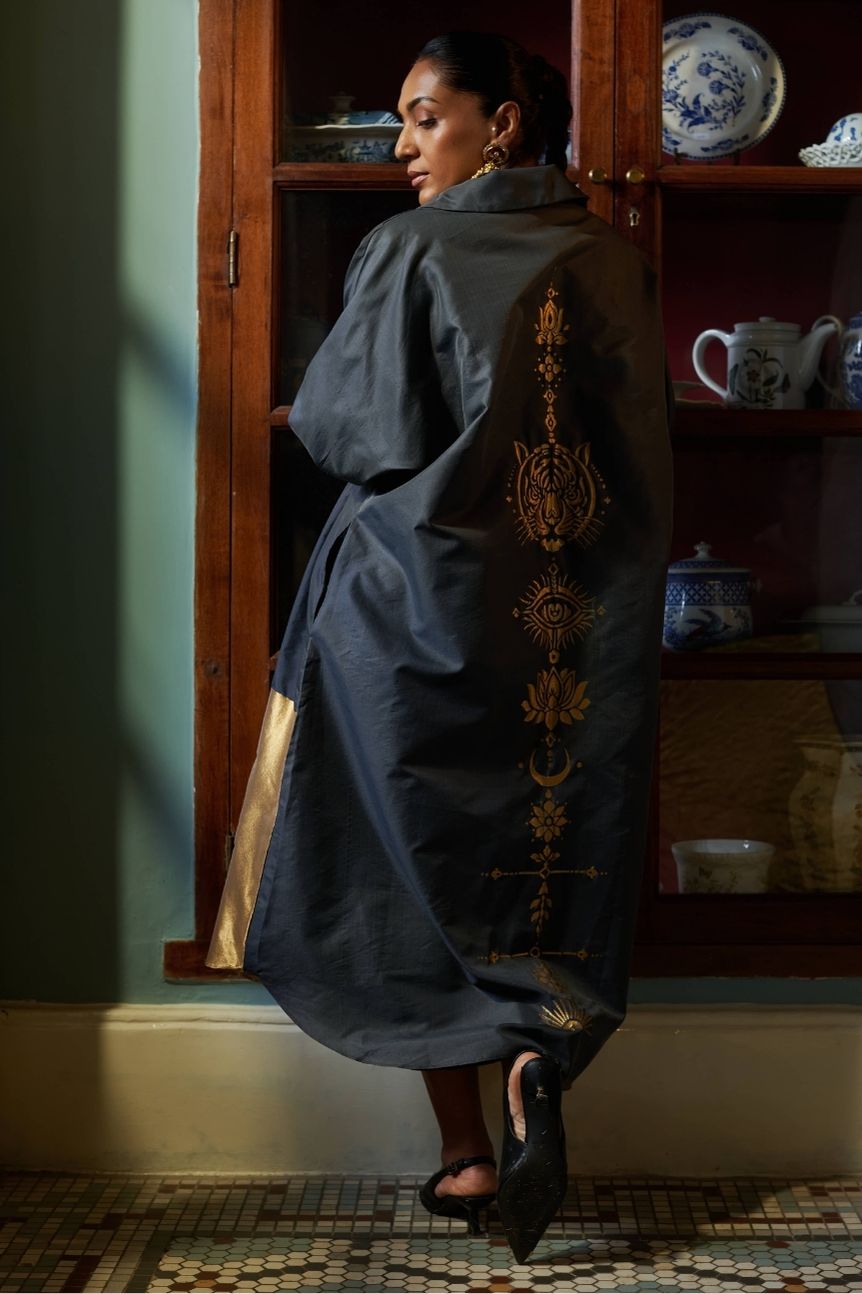 Amaai Dress in Black Brocade
