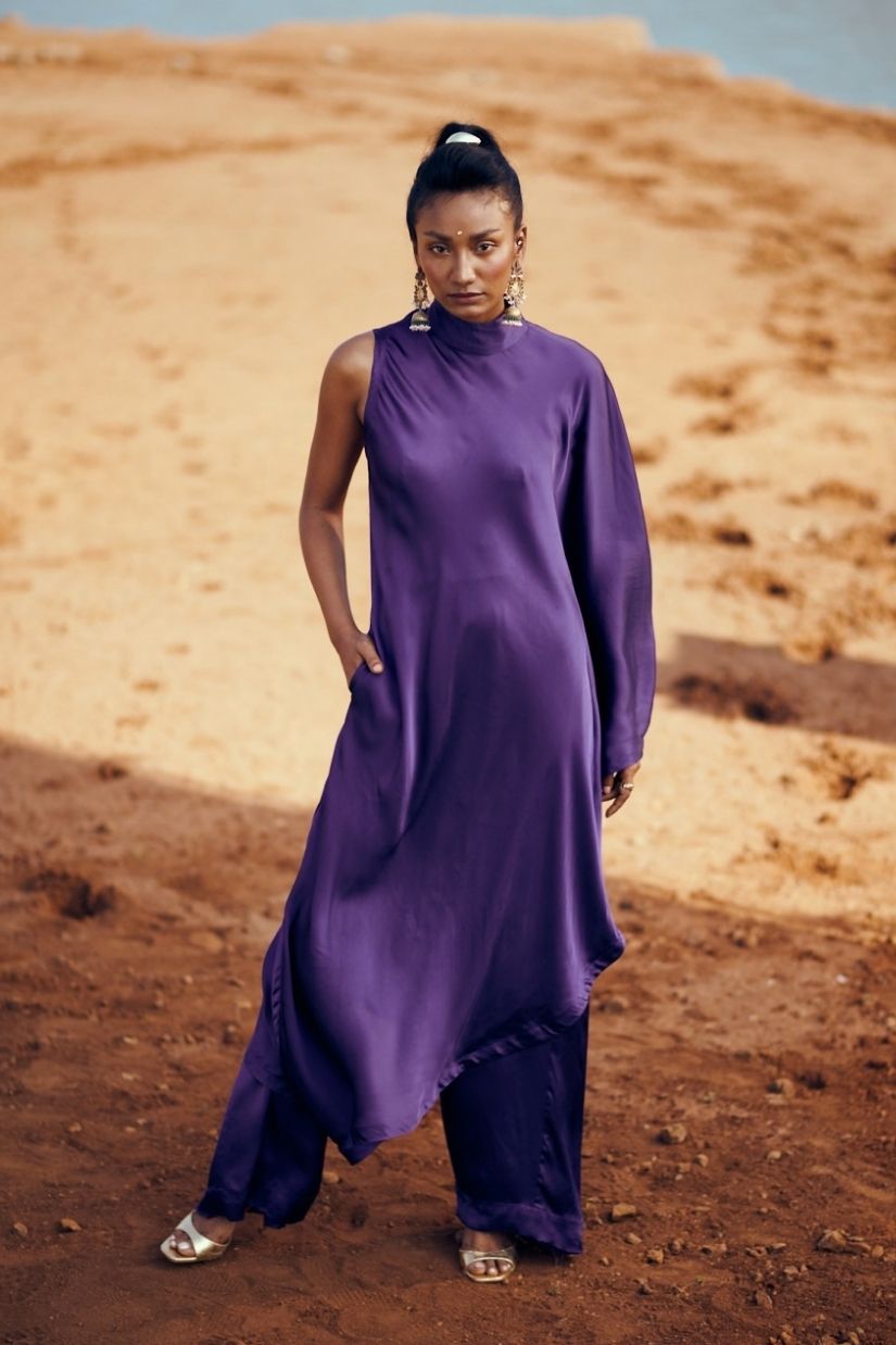 Alaya Satin Set in Amethyst
