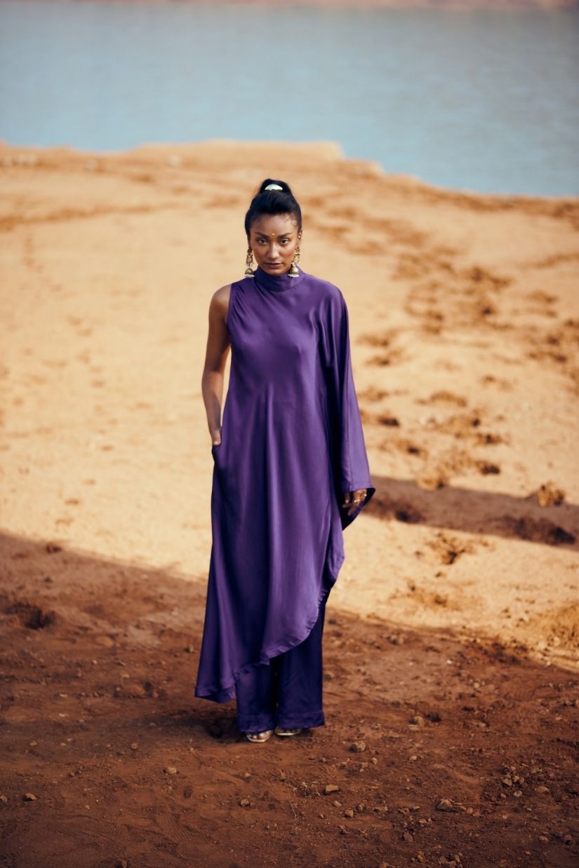 Alaya Satin Set in Amethyst