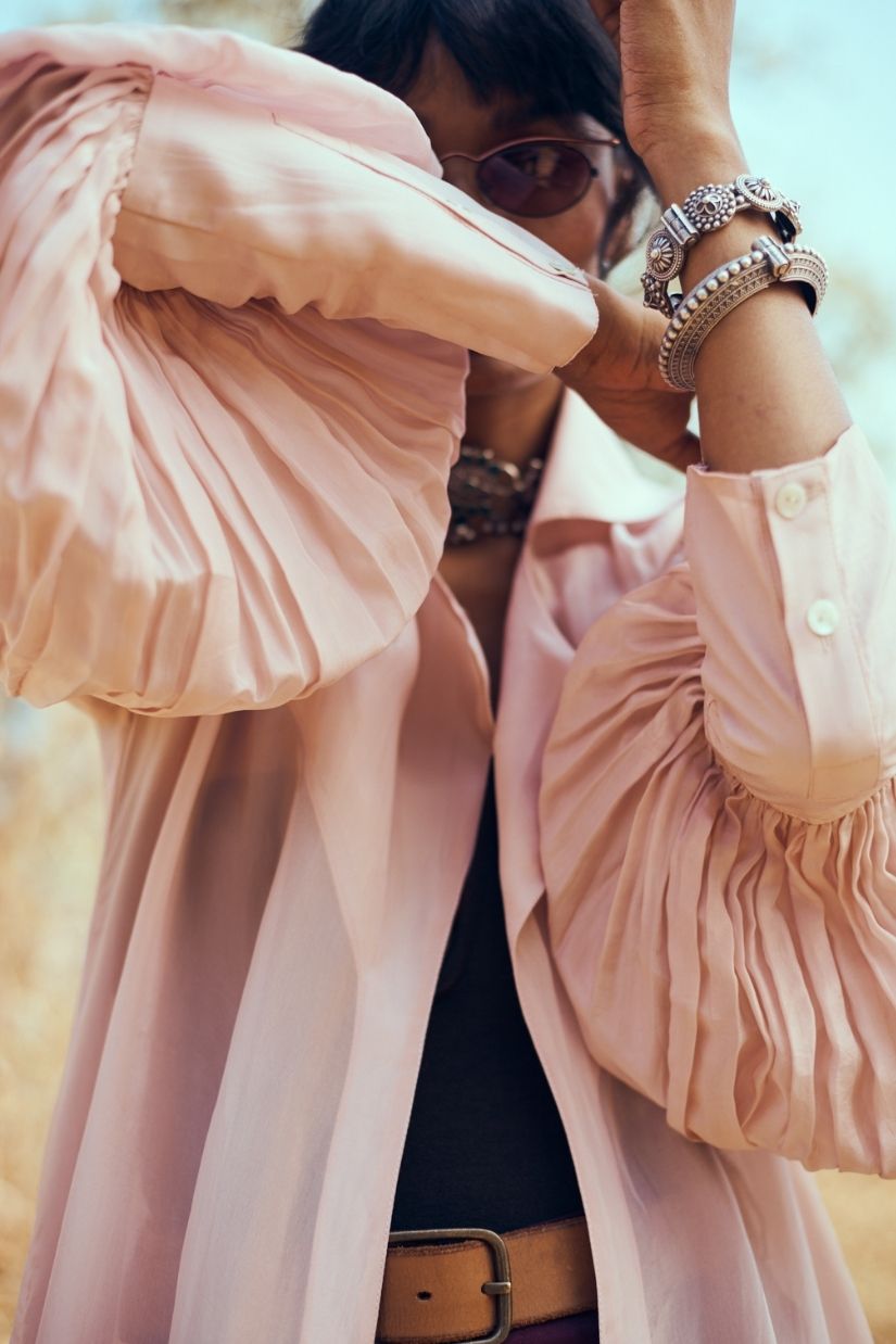 Meera Organza Trench in Blush Pink