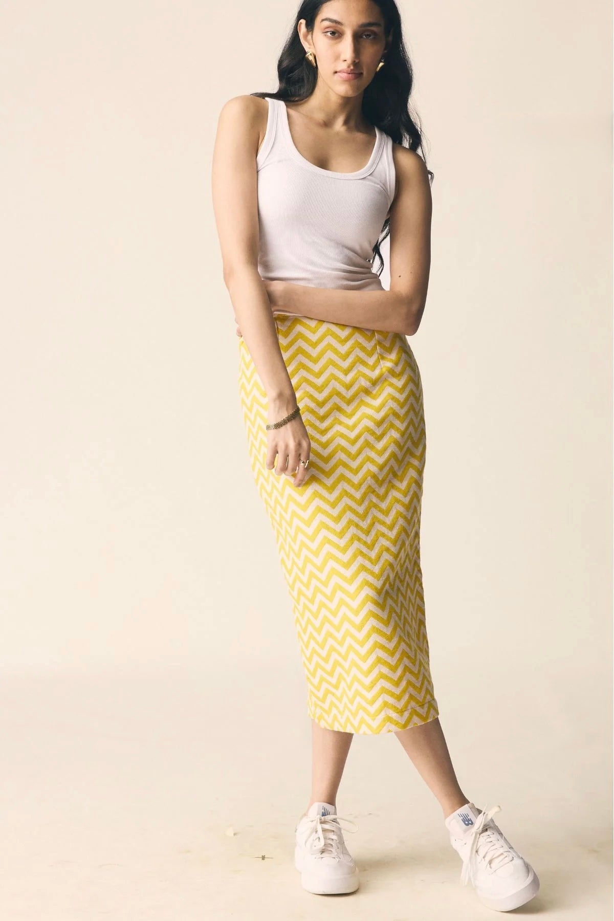 Rebel Pencil Skirt in Yellow Dobby