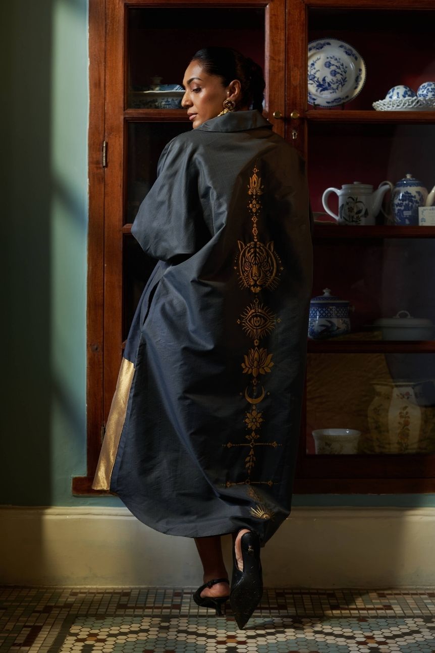 Amaai Dress in Black Brocade