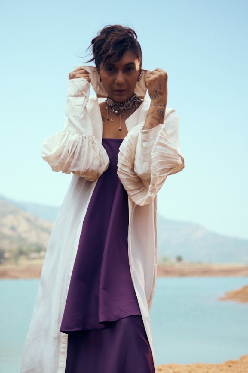 Meera Organza Trench in Off White