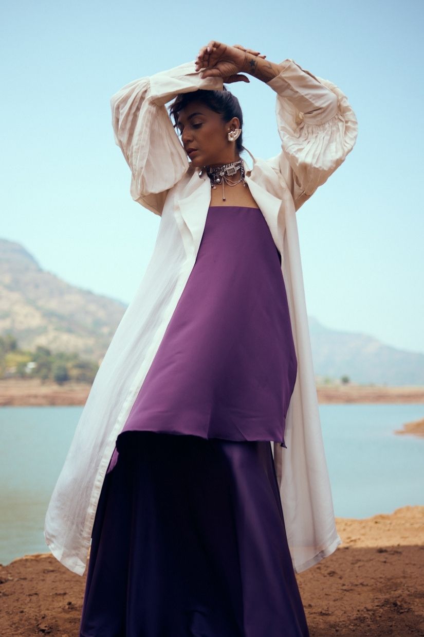 Meera Organza Trench in Off White