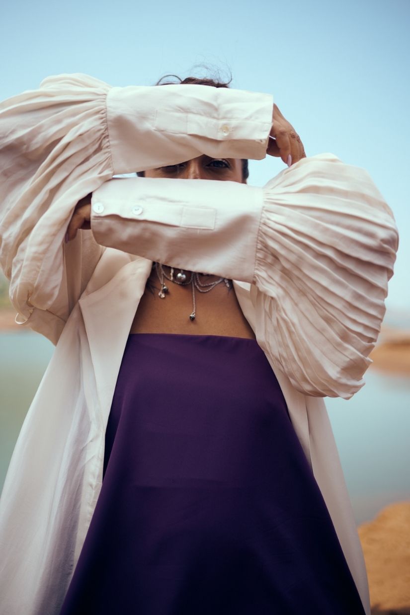 Meera Organza Trench in Off White