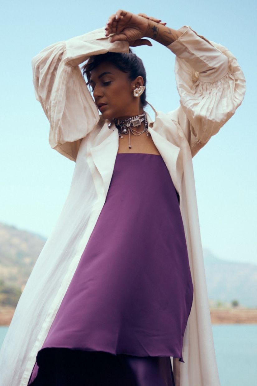 Meera Organza Trench in Off White