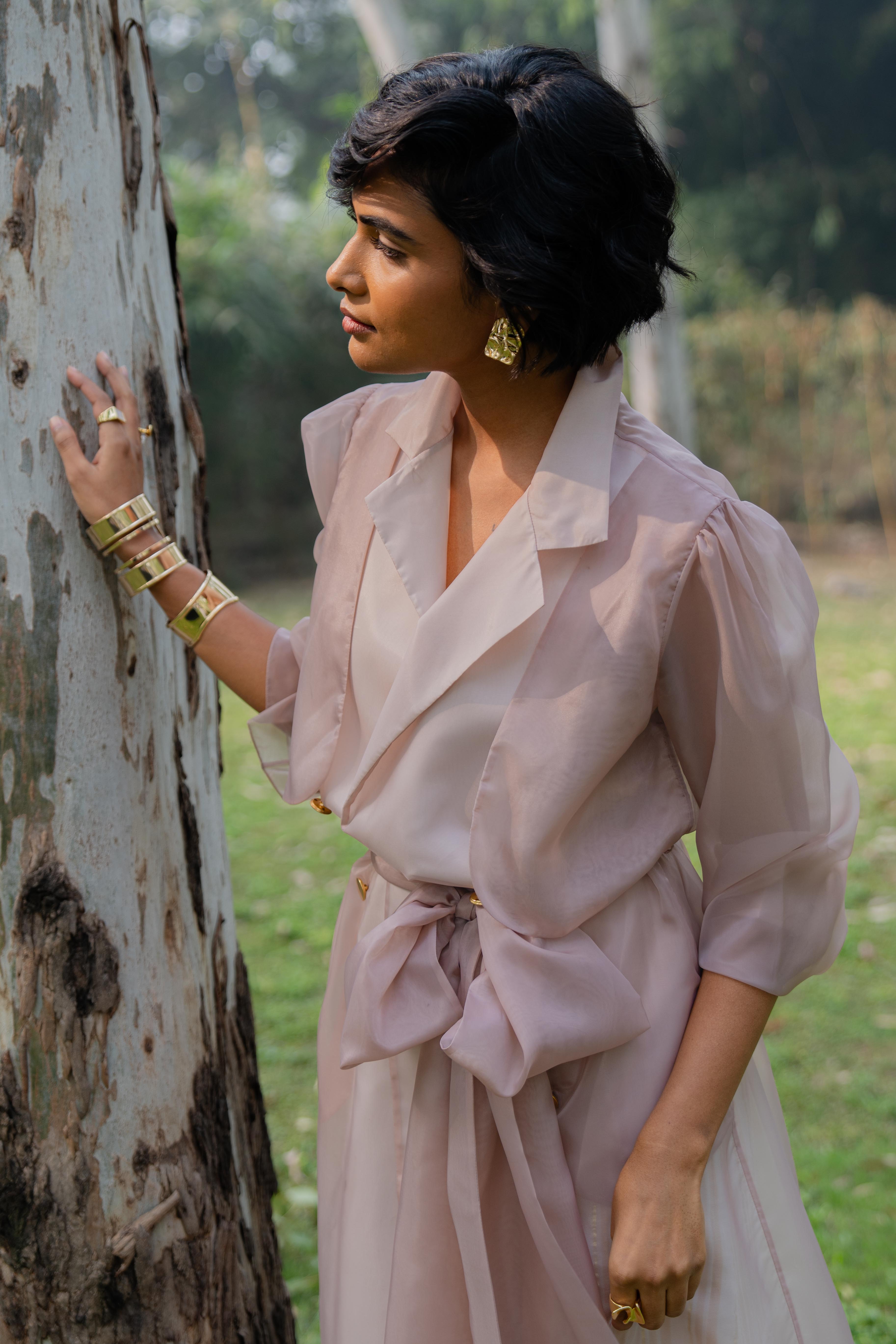 Sheer Trench in Dusky Pink