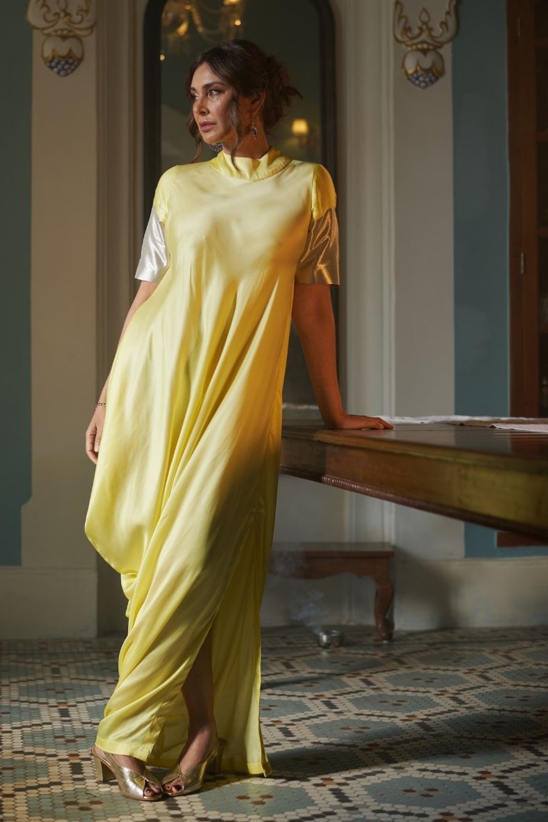 Skye Dress in Lemon Yellow
