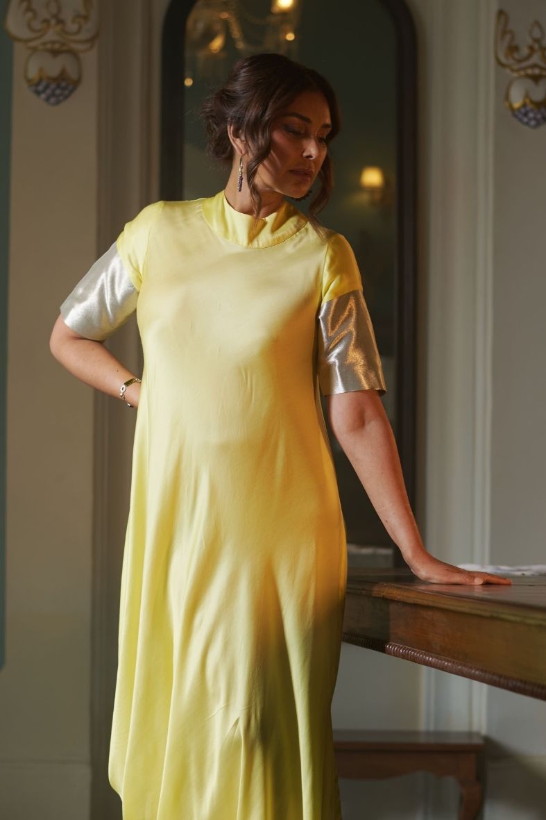 Skye Dress in Lemon Yellow
