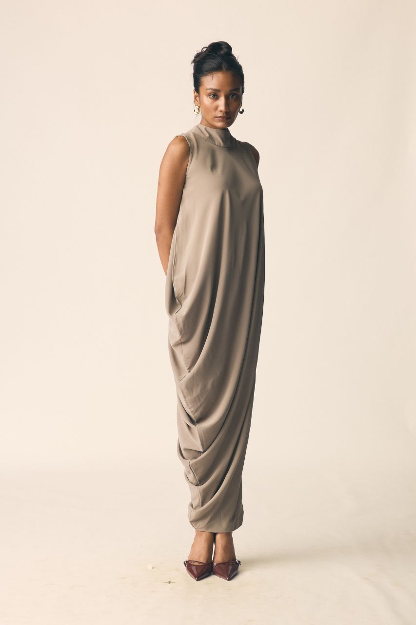 Alba Dress in Earth Brown