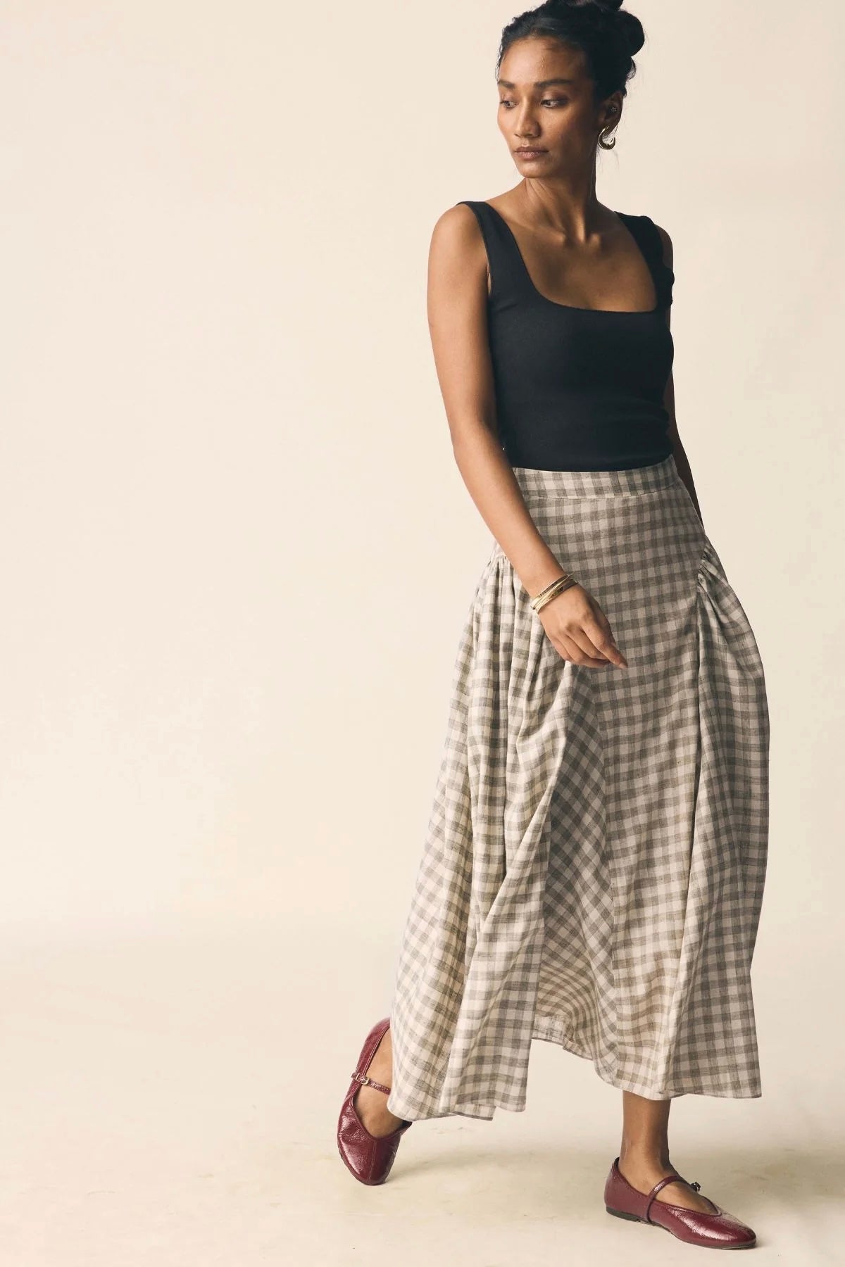 Sundown Skirt in Green Checks