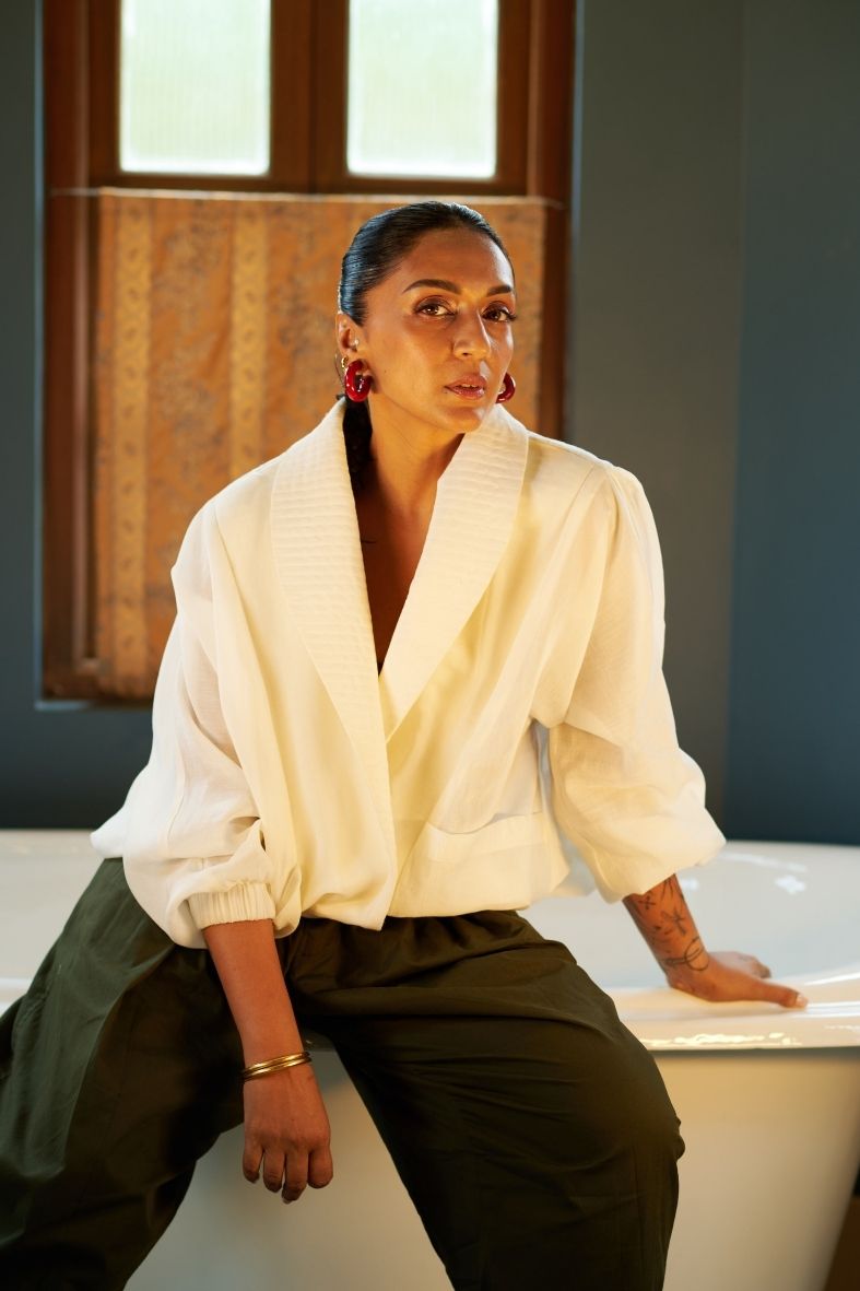 Noor Mulchanderi Blazer In Off White