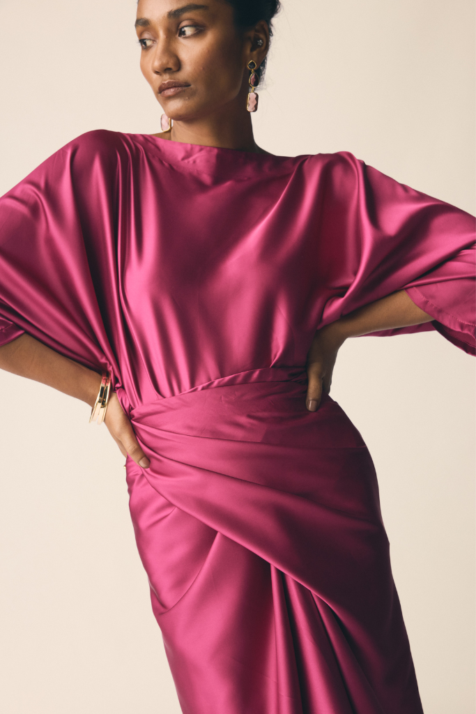 Mor Set In Sangria Pink Satin