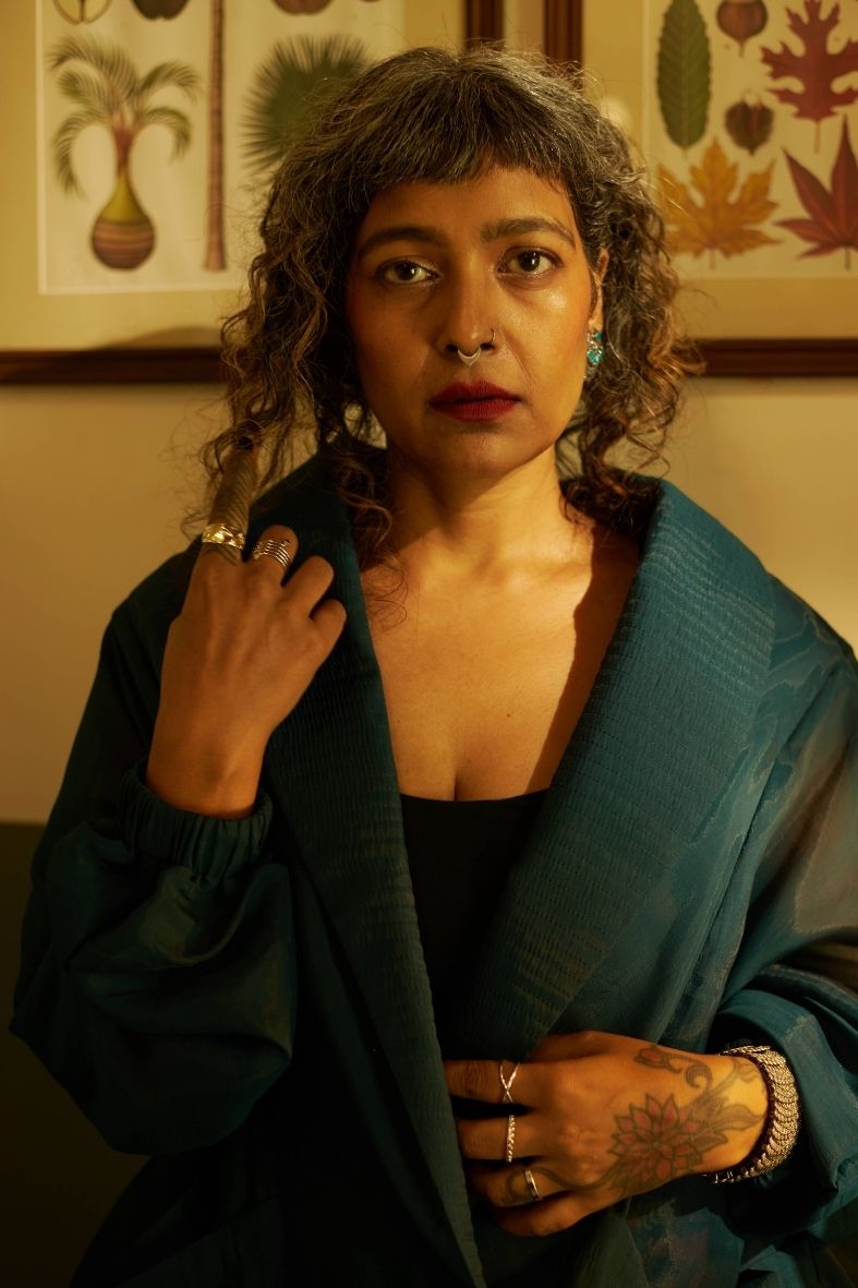 Noor Mulchanderi Blazer In Ink Blue
