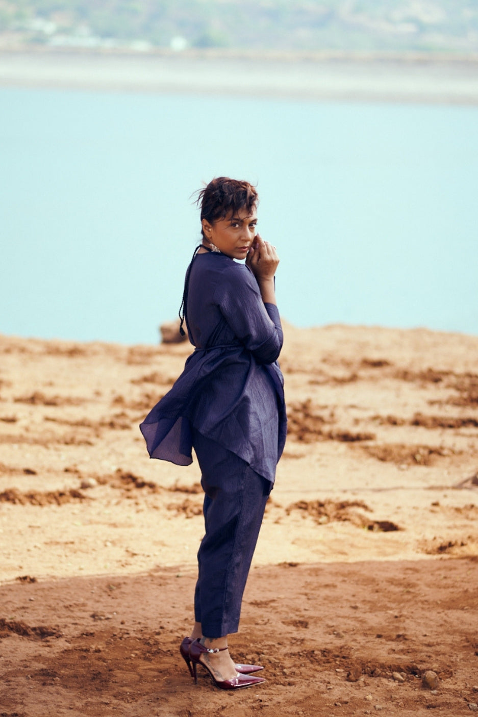 Saanjh Set with Pants In Midnight Blue