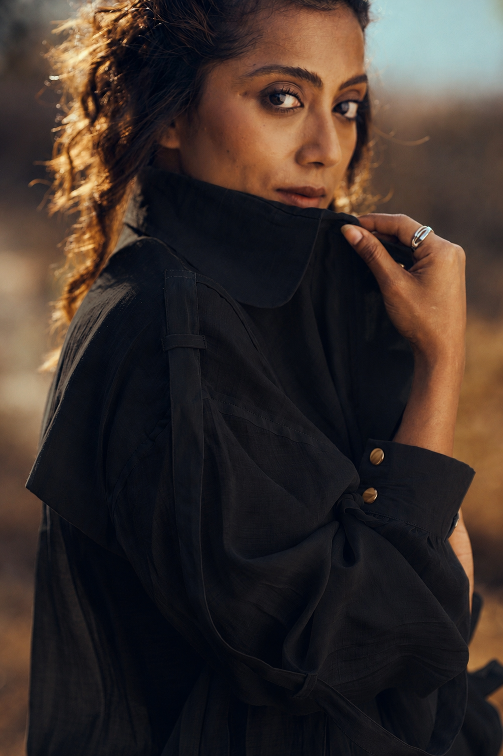 Railey Mul-Chanderi Summer Bomber In Black