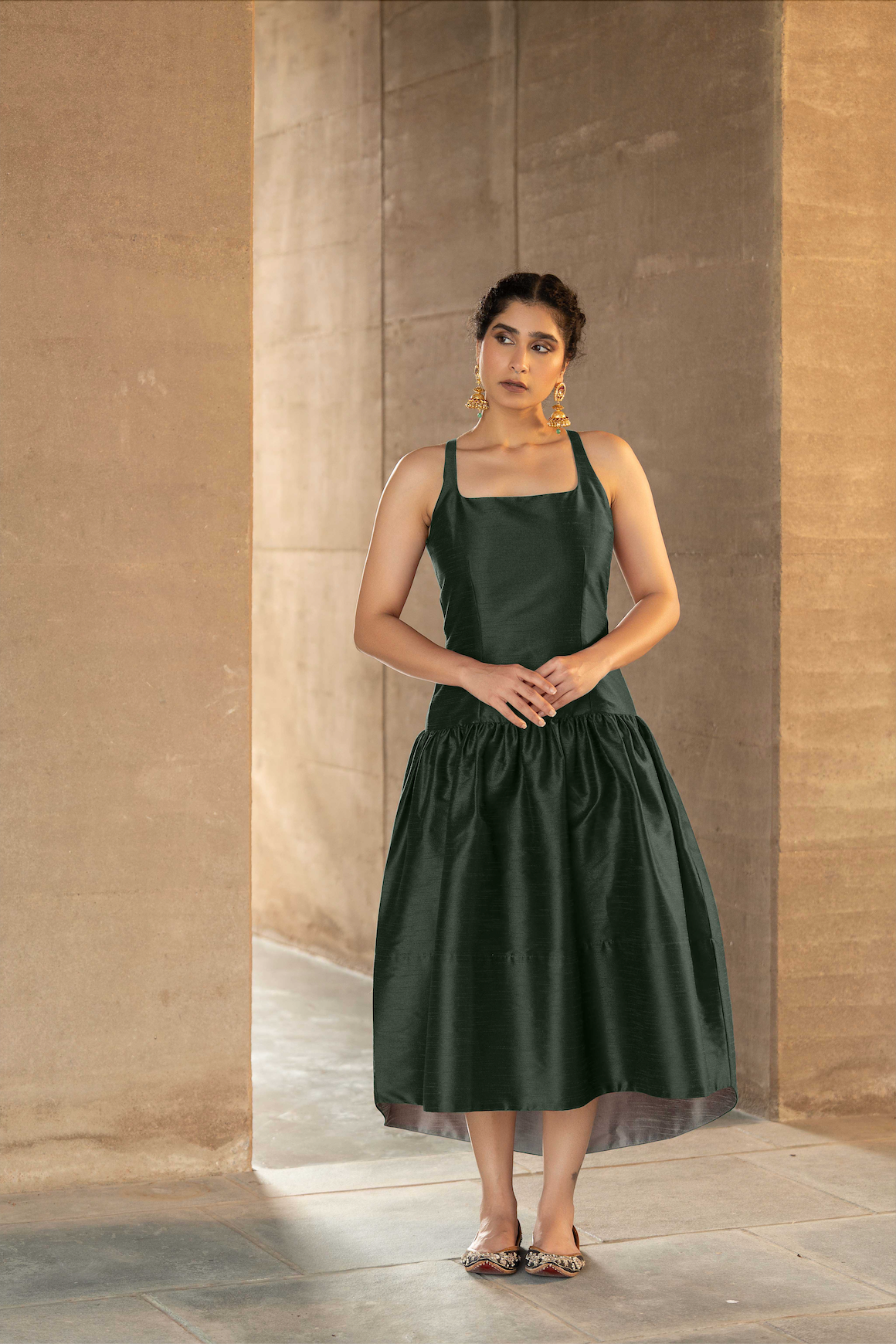 Barfi Dress Emerald Green