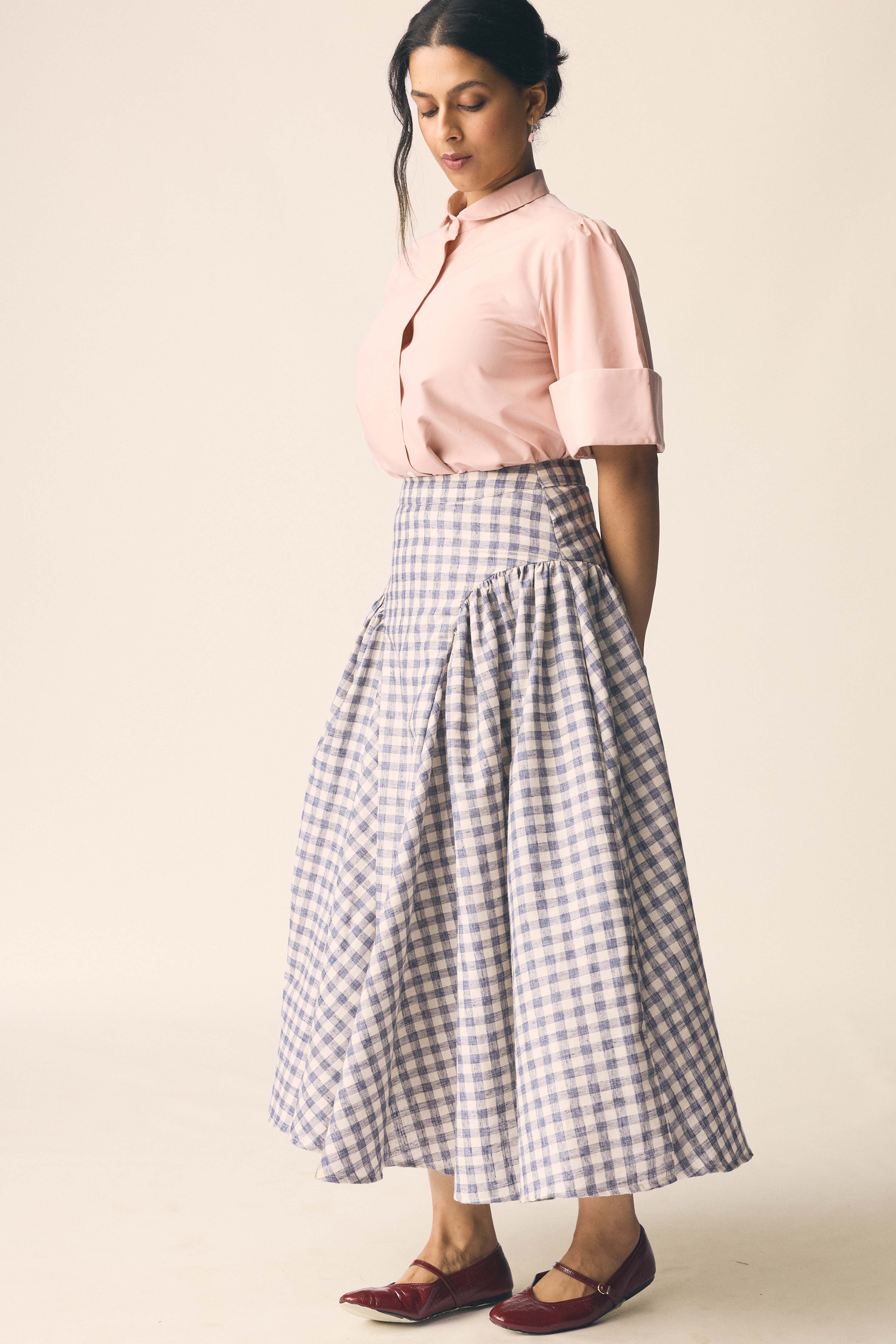 Sundown Skirt in Blue Checks