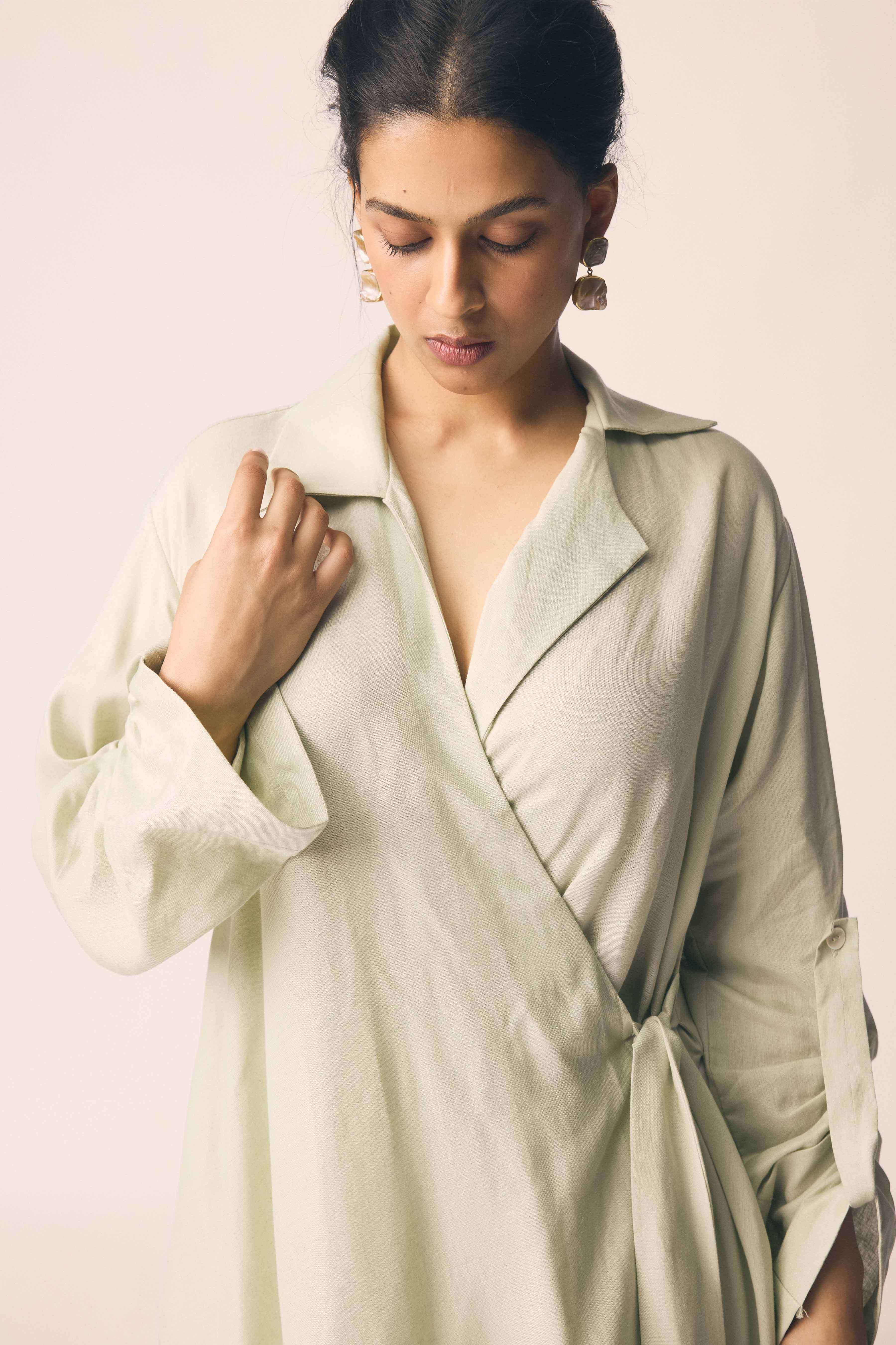 Samara Set in Mint Green Cotton Linen