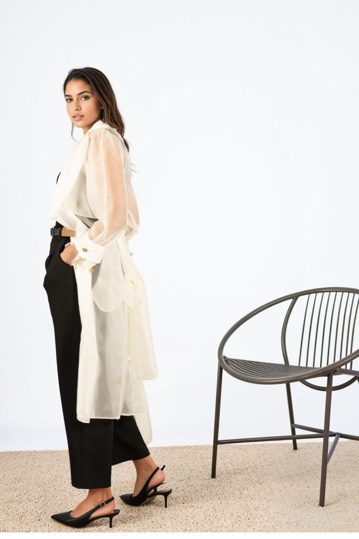 Sheer Trench in Off White